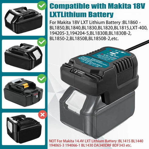 Replacement Mini Charger for Makita 18V Battery,2A Battery Adapter for Makita 18V Lithium-Ion Tools Battery Power Charger (Battery Not Included)...