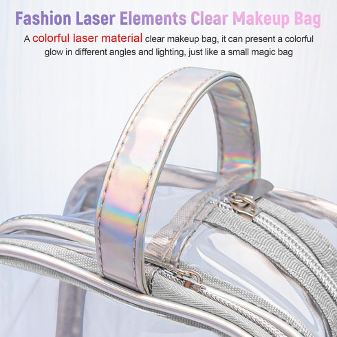 Lermende Clear Makeup Bag, 2 Layer, Water-Resistant, Large, Portable, Transparent, Travel, Women and Girl...