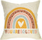 Boho Rainbow Home Decorative Throw Pillow Cover, You are So Loved Inspirational Quote Heart Cushion Case 18x18 for Girls Kids Bedroom Nursery Deco...