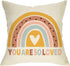 Boho Rainbow Home Decorative Throw Pillow Cover, You are So Loved Inspirational Quote Heart Cushion Case 18x18 for Girls Kids Bedroom Nursery Deco...
