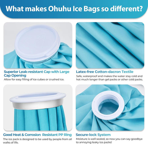 Ice Pack for Injuries Reusable: Ohuhu 3 Packs Ice Cold Packs Ice Bag Hot Water Hot & Cold Therapy Pain Relief for Knee Leg Injury No-Leak Breathab...
