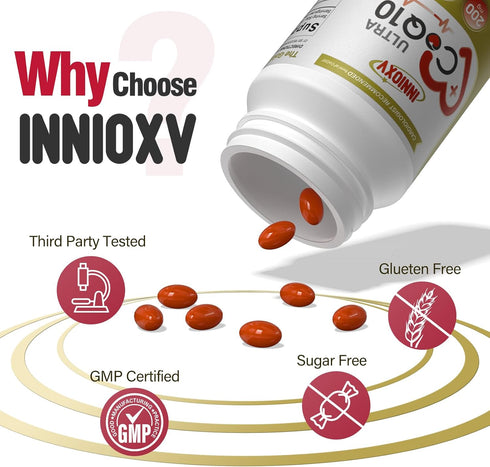 CoQ10 200mg Softgels for Heart Health, Powerful Antioxidant Supplement for Vascular Health, Energy Production, High Absorption CoQ10 Nutritional S...