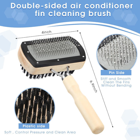 Boao 3 Pieces Air Conditioner Condenser Fin Cleaning Brush, Stainless Steel Air Conditioner Fin Cleaner, Refrigerator Coil Cleaning Whisk Brush (C...