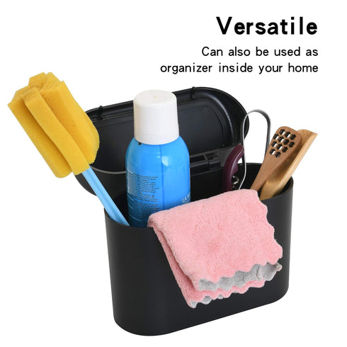 Hanging Car Trash Can with Lid - Portable Mini Waterproof & Odor-Resistant Garbage Bin for Car Door/Office/Home, Plastic Desktop Wastebasket Auto ...