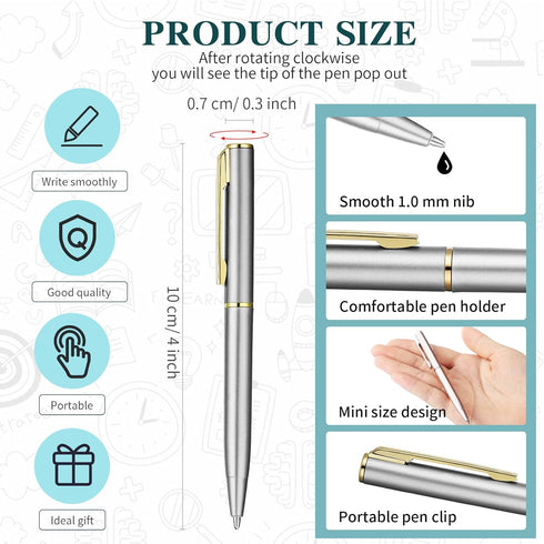 Teling 72 Pcs Small Ballpoint Pen Mini Pens Bulk 4 Inch Short Small Pens Tiny Pen Ink Ballpoint Pens for Notebook Pockets Signature Notepads Schoo...
