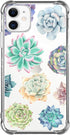 Succulent Clear Case Fit for iPhone 11 Year 2019, Succulent Girls and Women Floral Back Case Cover, Cute Design Transparent Flexible TPU Bumper Sh...