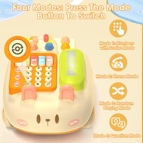 WXX Baby Phone Toy with Piano Music Game Children Pretend Phone,Cartoon Rabbit Styling Kids Cell Phone Toy with Light Parent-Child Interactive Gam...