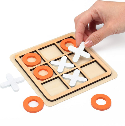 Wooden Board Tic Tac Toe Game XO Table Toy Classical Family Children Puzzle Game Educational Toys, Random Color...