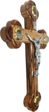 Zuluf 10.6" Olive Wood Wall Crucifix Catholic Hanging Cross with Relics Holy Essences Orthodox Holy Land Gift CRS033...