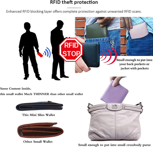 AINIMOER Small Leather Wallet for Women, Ladies Credit Card Holder RFID Blocking Women's Mini Bifold Pocket Purse...