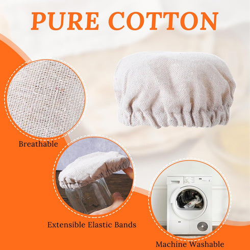 4 Pcs Sourdough Starter Jar Cloth Covers, Elastic Bread Baking Cloth Cover, Reusable Sourdough Proofing Bowl Cover Breathable Cloth lid/Cap Kombuc...