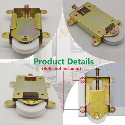 Sliding Mirror Closet Door Rollers Replacement Hardware Fits Contractors Part #W8020C or Hard 1775 Wardrobe Doors Wheels, 1-1/2" Durable POM Conca...