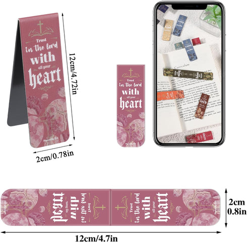48 Pcs Bible Verses Magnetic Bookmarks, 24 Styles Christian Magnet Book Markers Motivational Encouraging Magnetic Page Clip for Women Men School O...