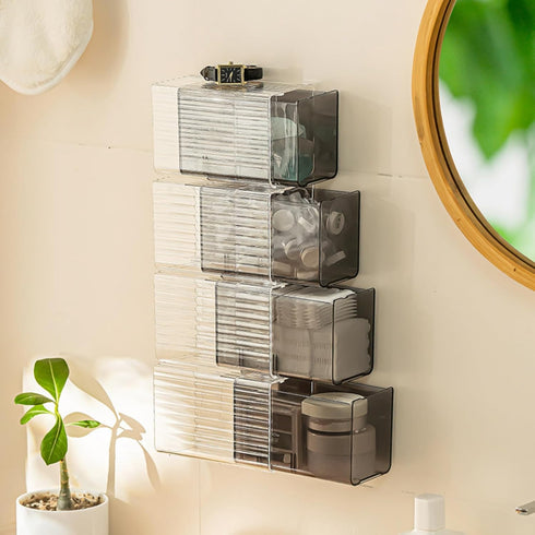 SUNFICON Pull In & Out Cotton Swab Balls Box Organizer Dispenser Cotton Pads Holder Storage Canister Cosmetic Pads Container Flossers Case Gifts B...