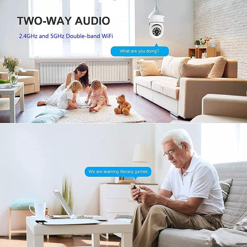 360° Security Cameras Wireless Outdoor, 2.4GHz & 5GHz WiFi Light Bulb1080p Security Camera Wireless Light Socket Smart Cameras for Home Security, ...