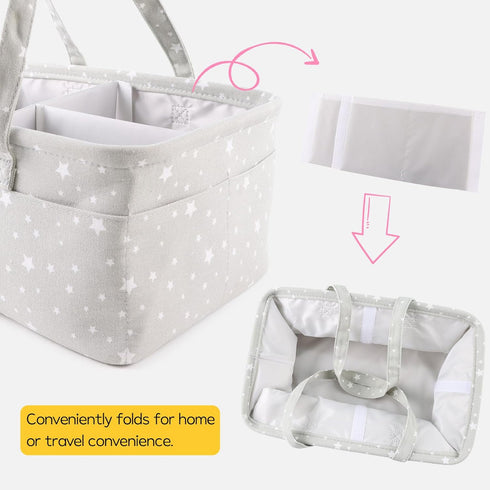 Zsedrut Cotton Baby Diaper Caddy Organizer Canvas Portable Organizer for Changing Table,Car Diaper Caddy (Small Star Gary)...