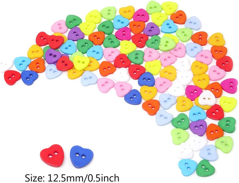 Honbay 100PCS Resin Love Heart Buttons 2 Holes Buttons Plastic Heart Shaped Sewing Buttons Decorative Buttons for Skirts, Gloves, Sweaters, Shirts...