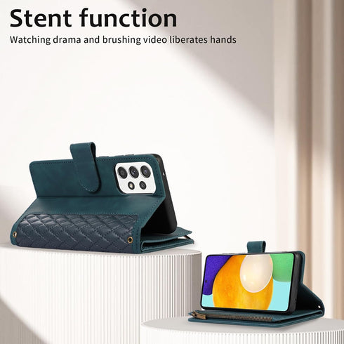 Asuwish Phone Case for Samsung Galaxy A53 5G Wallet Cover with Tempered Glass Screen Protector and Crossbody Wrist Strap Flip Zipper Credit Card H...