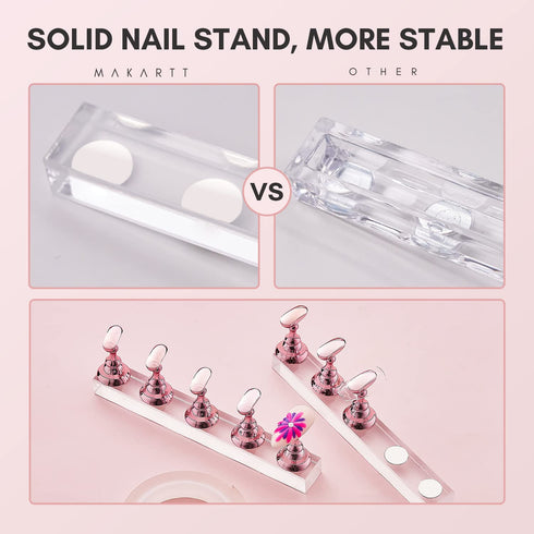 Makartt Nail Stand for Nails Art Display Practice Nail Holder for Painting Nails Stand for False Nail Press On Designs Magnetic Fake Nail Holder w...
