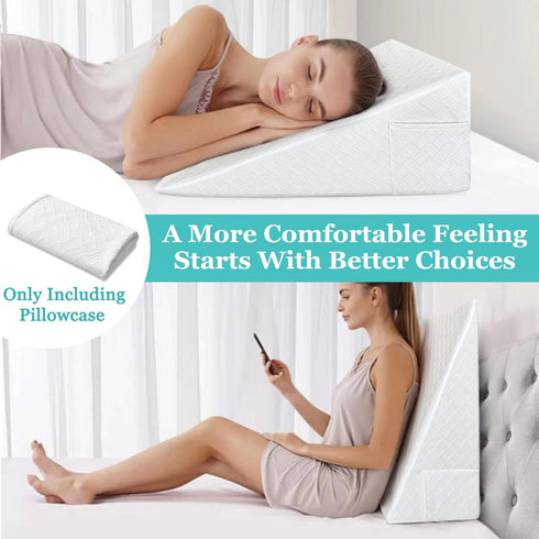 Wedge Pillow Case Cover 25x24x12 Bed Wedge Pillowcase Triangle Incline Wedge Pillow Covers for Sleeping Waterproof Pillow Cases Protector with Zip...