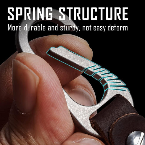 KeyUnity KM02 Titanium Belt Clip Carabiner Leather Keychain Holder with Removable Stainless Steel Key Ring...