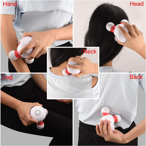 cotsoco Handheld Massager Mini Portable Vibrating Body Massager with LED Light for Hand Head Neck Back Legs Arms Pain Release, Battery Operated, E...
