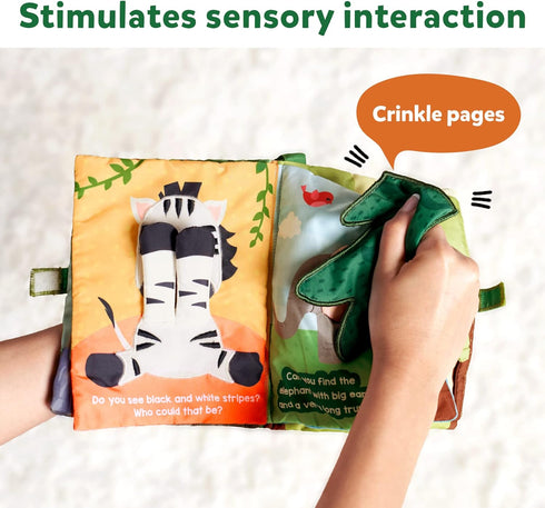 Skillmatics Peek-A-Boo Jungle Book - Soft Cloth Book for Baby, Infant & Toddler Toys, Crinkle Pages for Sensory Play, Gifts for Ages 6 Months and ...