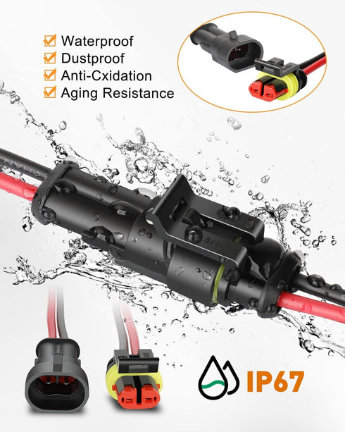 NAOEVO 2 Pin Connector Waterproof?16 AWG 2 Wire Connectors, Automotive Electrical Connectors Male And Female Way With Heat Shrink Tubing For Car T...