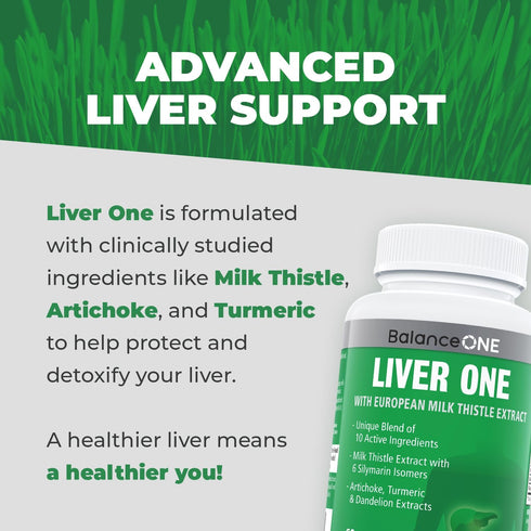 Balance ONE Liver Support Supplement with Milk Thistle Extract, Dandelion Root & Molybdenum – Natural Liver Cleanse, Repair & Detox for Men & Wome...