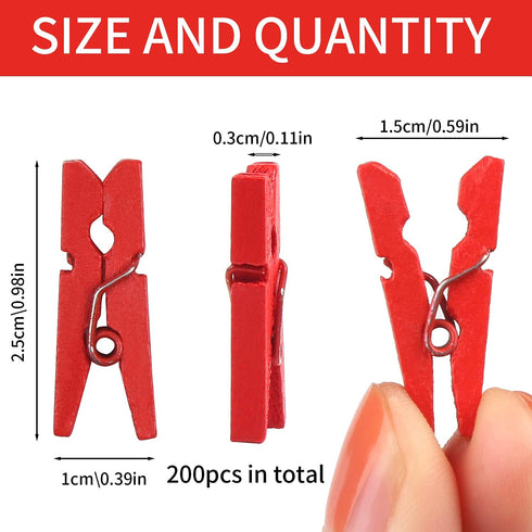 KIMOBER 200pcs Mini Wooden Clothespins,Mixed Colored Small Craft Peg Pins Clips for Photos Pictures Paper Crafts...