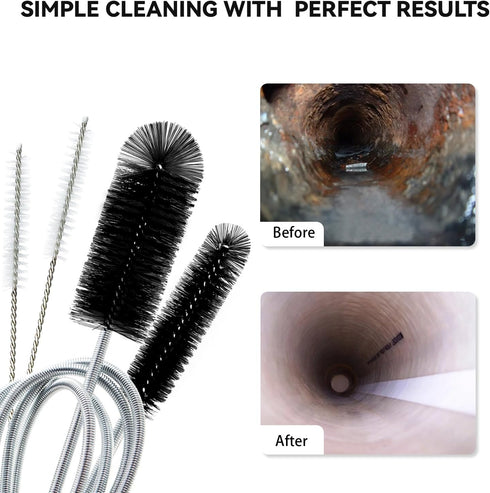 Flexible Drain Brush, 66 Inch Long Double Ended Hose Pipe Cleaners and 58 Inch Tube Cleaning Brush and 2 Pack 8 Inch Straw Cleaner Brush...