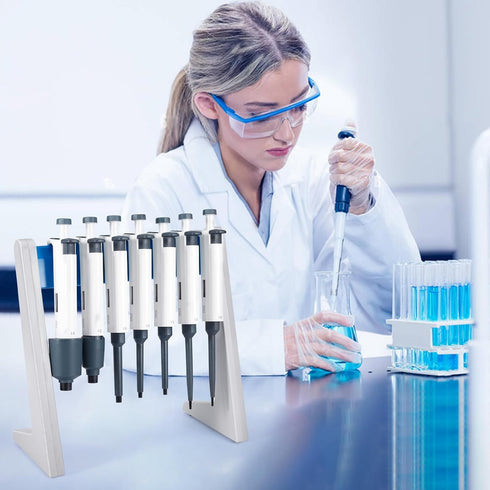 Pipette Stand, Lab Pipettor Holder, Plastic Linear Micropipette Rack, Hold Up to 7-8 Laboratory Pipettes (Pipettes Not Included)...