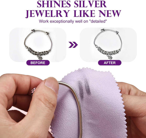 SEVENWELL 50pcs Jewelry Cleaning Cloth Purple Polishing Cloth for Sterling Silver Gold Platinum Small Silver Polish 8x8cm...
