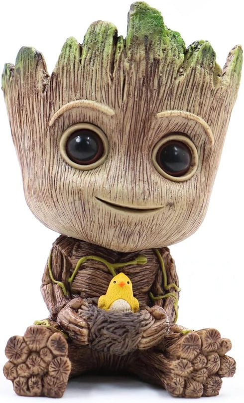 Mini Groot Figurine Miniature Model Home Accessories Decompression Artefact Kids (Bird Nest Model)...