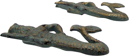 Wowser Green Cast Iron King Neptune Wall Hooks, Set of 2, 6.5 Inches...