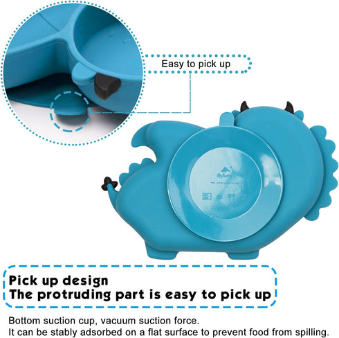 Silicone Suction Plate for Toddlers - Self Feeding Training Divided Plate Dish and Bowl for Baby and Toddler, Fits for Most Highchairs Trays (Dark...