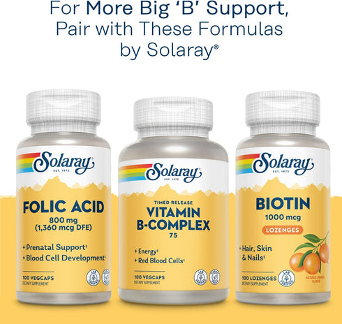 SOLARAY Vitamin B-12 2000 mcg No Sugar, Natural Cherry Flavor Healthy Energy & Red Blood Cell Support 90 Lozenges...
