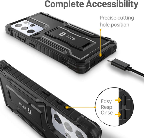 FITO for Samsung Galaxy S21 Ultra 5G Case, Dual Layer Shockproof Heavy Duty Case for Samsung S21 Ultra 5G Phone Built-in Kickstand, without Screen...