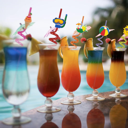24PC Beach Pool Drinking Straws,Pool Party Favors for Kids Summer Birthday Party Supplies Fun and Silly Straws Summer Pool Party Decorations with ...