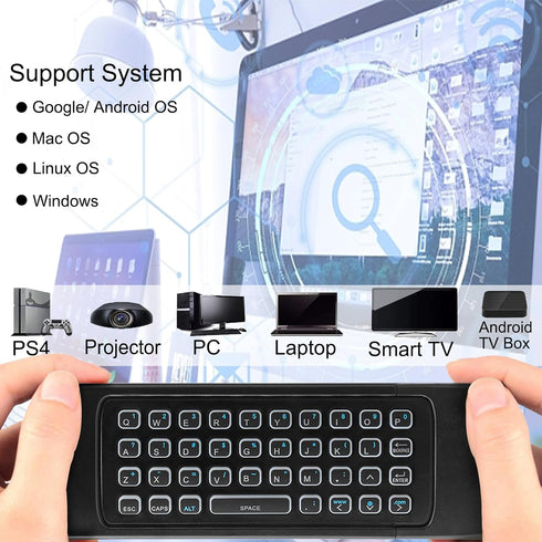 MX3 Air Mouse Voice Remote Control, 2.4G Multifunctional Blacklight Mini Wireless Keyboard Air Mouse Remote for Android Smart TV Box, 3-Gyro&Gsens...