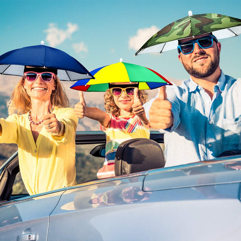 3 Pieces Rainbow Umbrella Hats Camouflage Fishing Cap Beach Umbrella Headband...