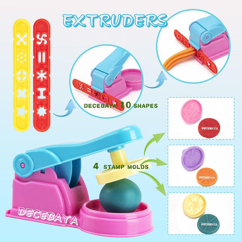 Dough Tools Play for Kids- Toy Accessories include Stamps Cutter Scissor Roller Extruder Molds and Storage Box Party Favors Set for Age 2-8...