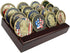 4 Rows Coin Holder, US Army Military Collectible Challenge Coin Display Case Wood Stand, Holds 12-16 Coins...