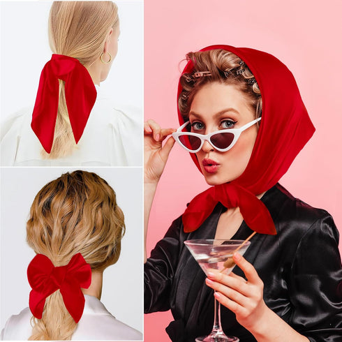 Women's Silk Feeling Scarf Satin Head Scarves, 23.5 inch Trends Scarf Breathable Lightweight Clothing Accessories...