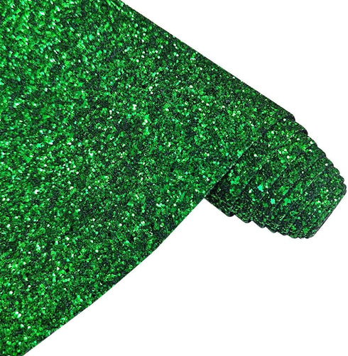 Solid Color Chunky Glitter Faux Leather Roll 12 x 53 Inch Sparkle Synthetic Sewing Fabric for Hair Bows Jewlery Making DIY Accessories (Green)...