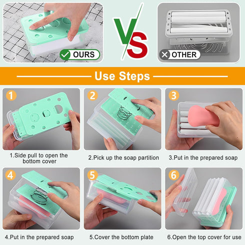 Clothes Cleaning Brush Soap Dispenser Foaming Box Multifunctional Scrubbing Brush Soap Saver Reusable Washing Brush for Laundry Shoes Carpet (Blue...