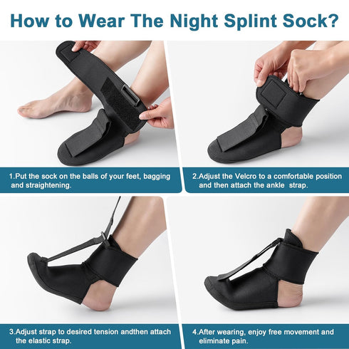 Plantar Fasciitis Night Splint Sock, Gentle Foot Support for Pain Relief and Healing, Sleeping, Achilles Tendonitis, Foot Drop, Heel Pain (Medium)...