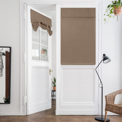 HOMEIDEAS Cappuccino Blackout Door Curtains Coffee Privacy French Door Curtain, 26 X 40 Inch Room Darkening Thermal Insulated Tie Up Shades Window...