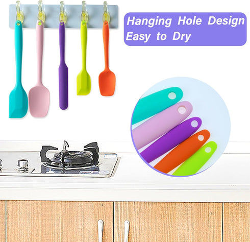 Silicone Spatula Set, 5 Piece Food Grade Rubber Spatulas for Baking, Cooking, and Mixing High Heat Resistant Non Stick Dishwasher Safe BPA-Free (M...