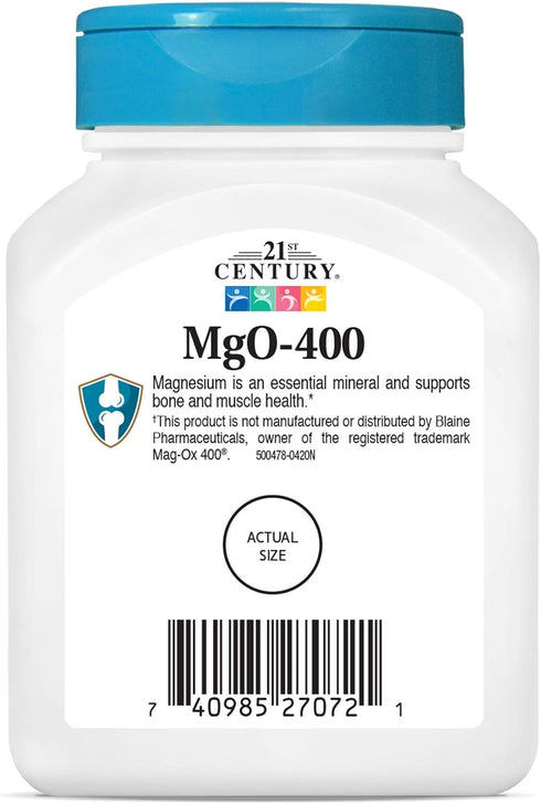 21st Century mgO 400 mg Tablets, 90 Count, Assorted...